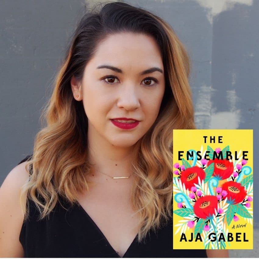 Author Aja Gabel with her book The Ensemble