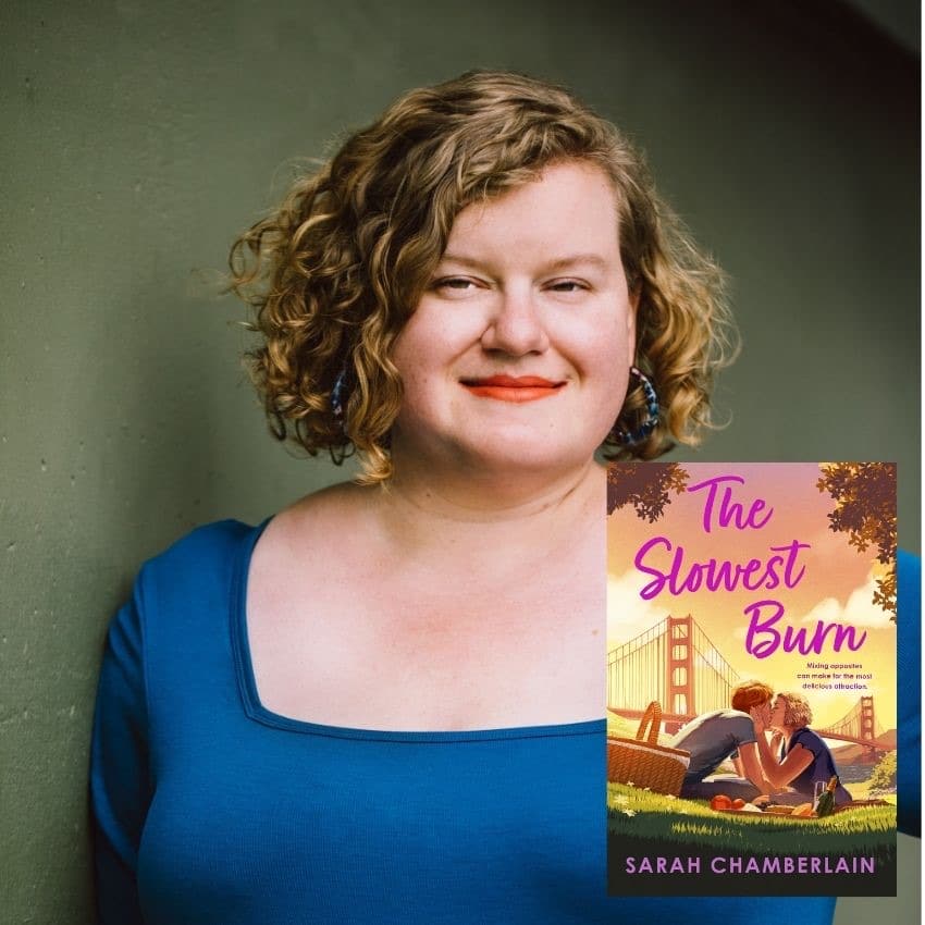 Author Sarah Chamberlain, alum of Northern California Writers' Retreat, with her book The Slowest Burn